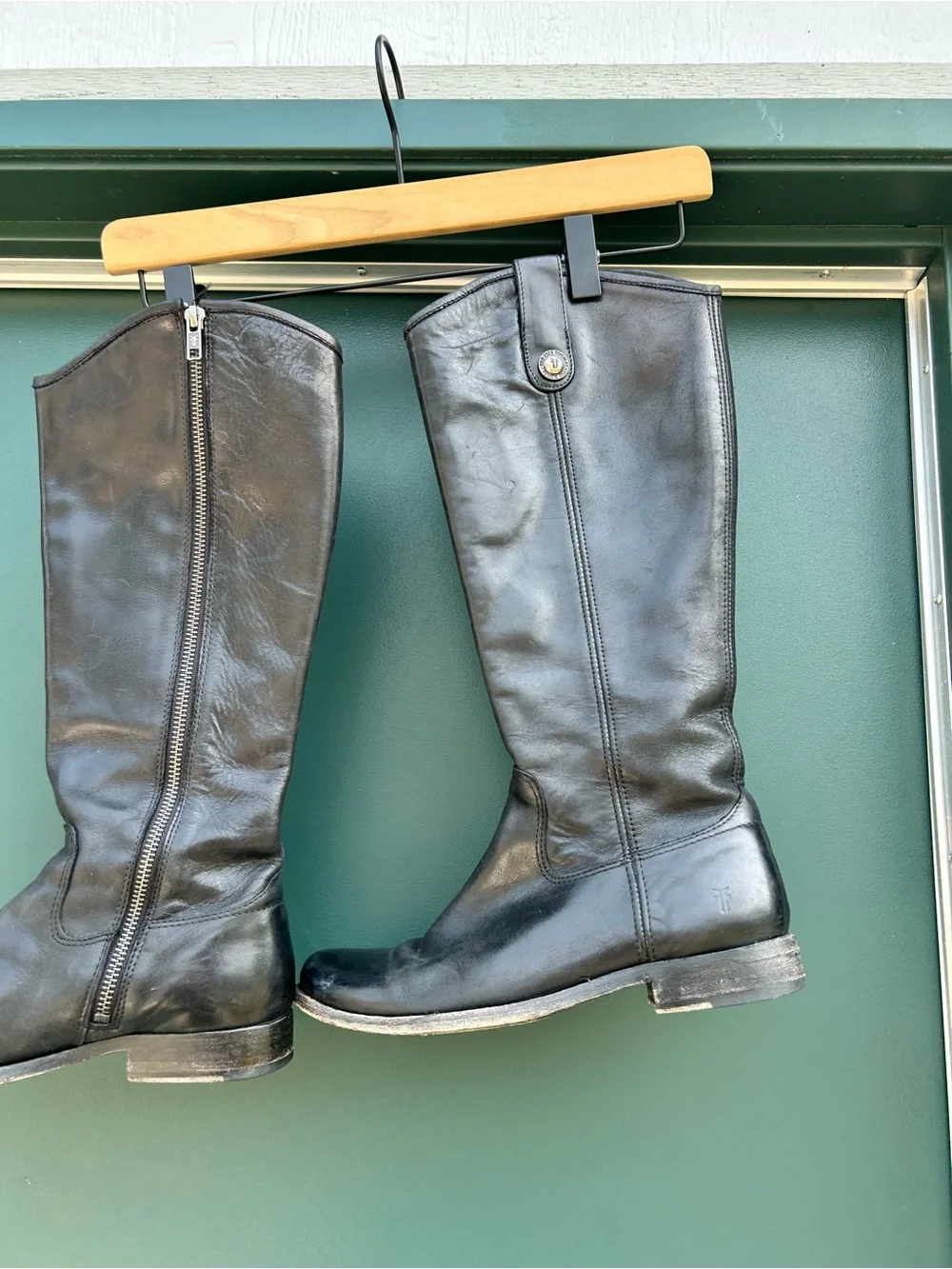Frye Black Leather black Zip Riding Boots